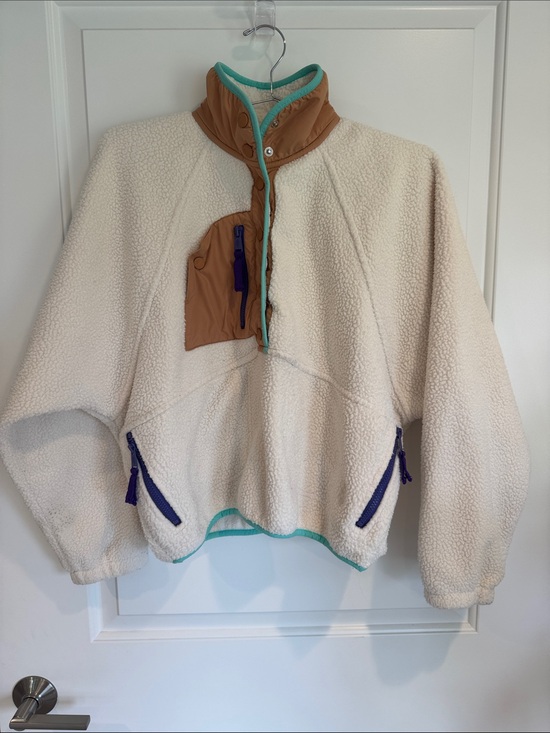 Tops - Free People Movement Hit The Slopes Pullover XS Sherpa Fleece Cropped Cozy
